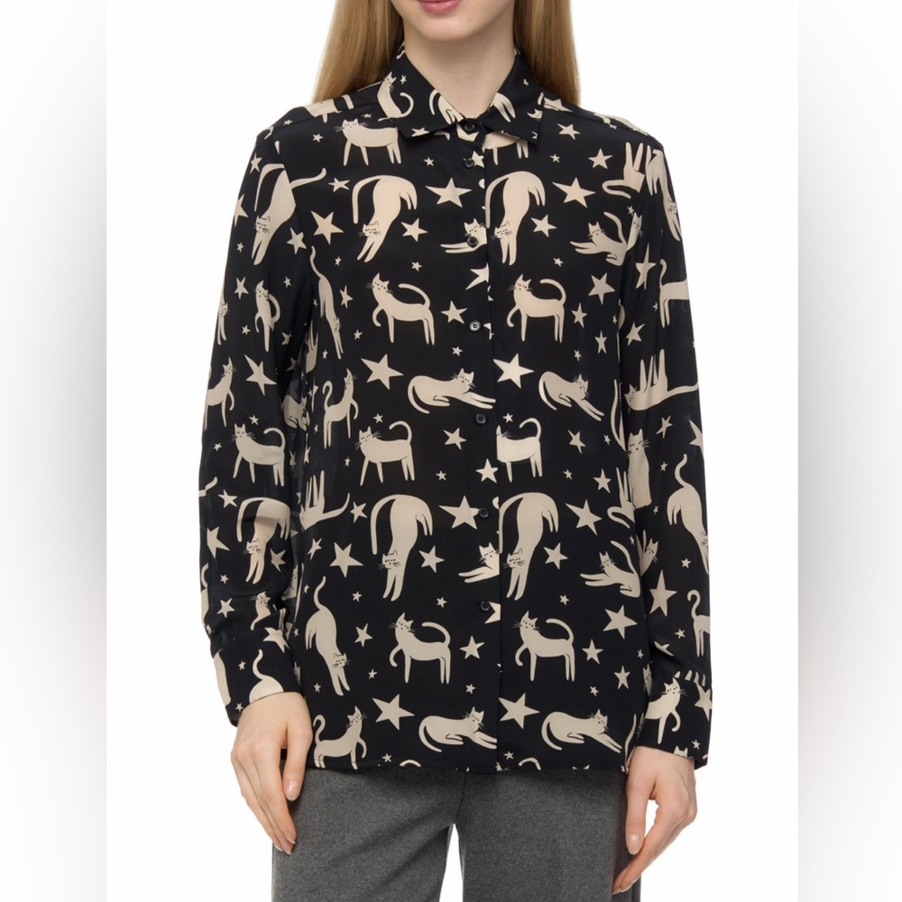 😻😻😻 WEEKEND MAX MARA TABELLA - BUTTON-DOWN SILK BLOUSE size 6 US/ 40 European - Picture 9 of 12